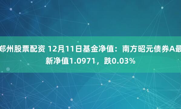 郑州股票配资 12月11日基金净值：南方昭元债券A最新净值1.0971，跌0.03%